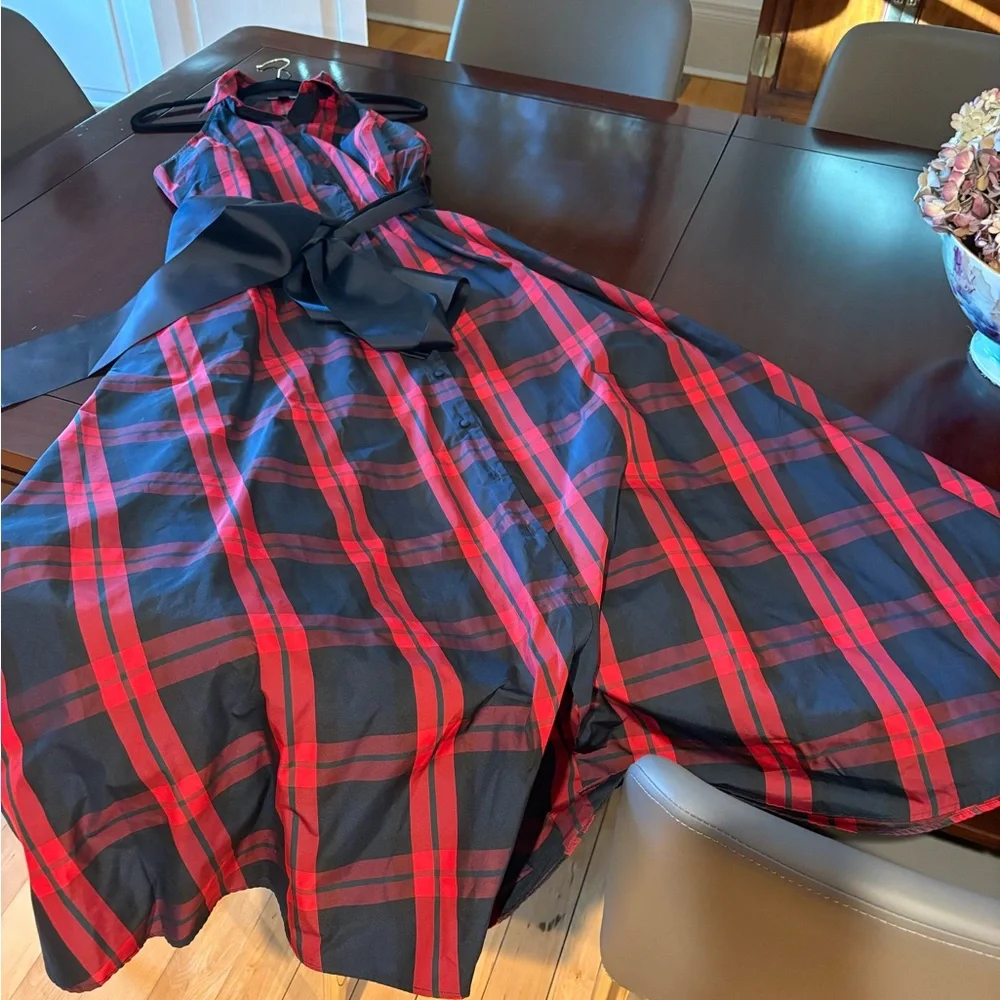 Boston Proper Red Plaid Maxi Dress - Picture 6 of 6